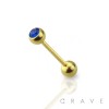 GOLD PVD PLATED OVER 316L SURGICAL STEEL BARBELL WITH PRESS FIT COLOR GEM